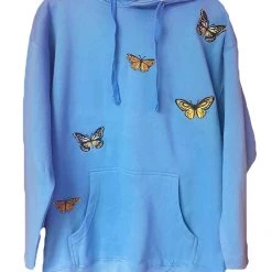 Shop Brittany Allen OUTERWEAR Carolina Blue Butterfly Hoodie