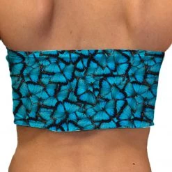 Brittany Allen SWIMWEAR Blue Butterfly Bandeau Swim Top
