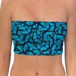 Brittany Allen SWIMWEAR Blue Butterfly Bandeau Swim Top