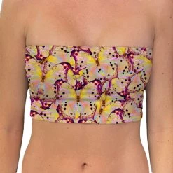 Brittany Allen Pink Butterfly Bandeau Swim Top SWIMWEAR