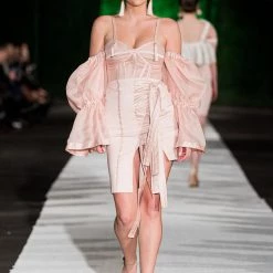 Shop Brittany Allen Gathered Sleeve Strapped Corset TOPS