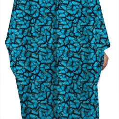 Brittany Allen SWIMWEAR Blue Butterfly Satin Open Swim Caftan