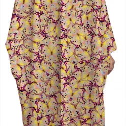 Brittany Allen Pink Butterfly Satin Open Swim Caftan SWIMWEAR