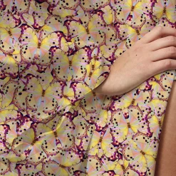 Brittany Allen Pink Butterfly Satin Open Swim Caftan SWIMWEAR 5 Brittany Allen Pink Butterfly Satin Open Swim Caftan SWIMWEAR