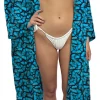 Brittany Allen SWIMWEAR Blue Butterfly Satin Open Swim Caftan