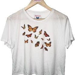 Shop Brittany Allen TEES Monarch Printed Crop Top