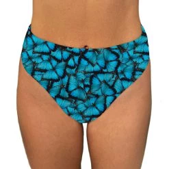 Brittany Allen Blue Butterfly High Waisted Swim Bottom