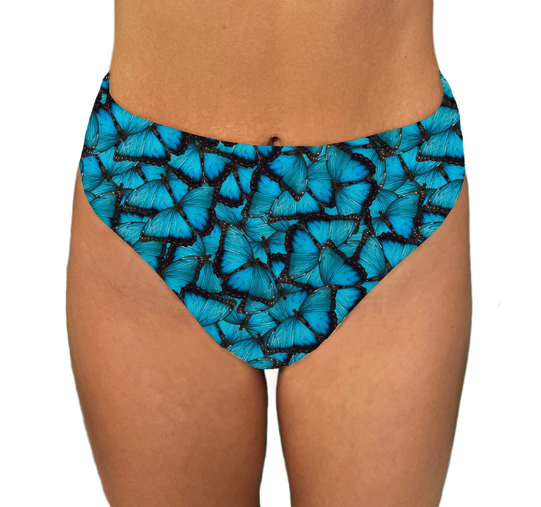 Brittany Allen Blue Butterfly High Waisted Swim Bottom 1 Brittany Allen Blue Butterfly High Waisted Swim Bottom