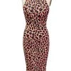 Brittany Allen DRESSES Pink Leopard Sleeveless Spandex Bodycon Dress