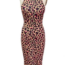 Brittany Allen DRESSES Pink Leopard Sleeveless Spandex Bodycon Dress