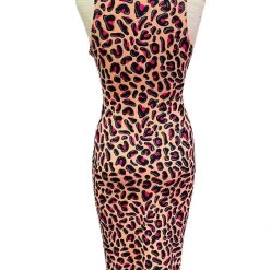Brittany Allen DRESSES Pink Leopard Sleeveless Spandex Bodycon Dress 3 Brittany Allen DRESSES Pink Leopard Sleeveless Spandex Bodycon Dress