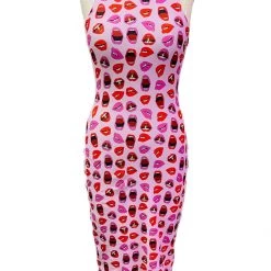 Brittany Allen DA X BA Electric Lips Sleeveless Spandex Bodycon Dress DRESSES