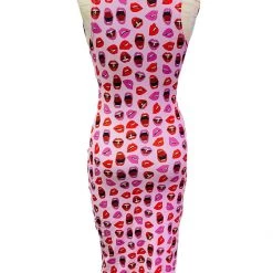 Brittany Allen DA X BA Electric Lips Sleeveless Spandex Bodycon Dress DRESSES