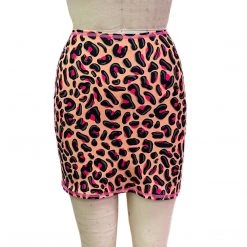 Brittany Allen Pink Leopard Spandex Mini Skirt BOTTOMS