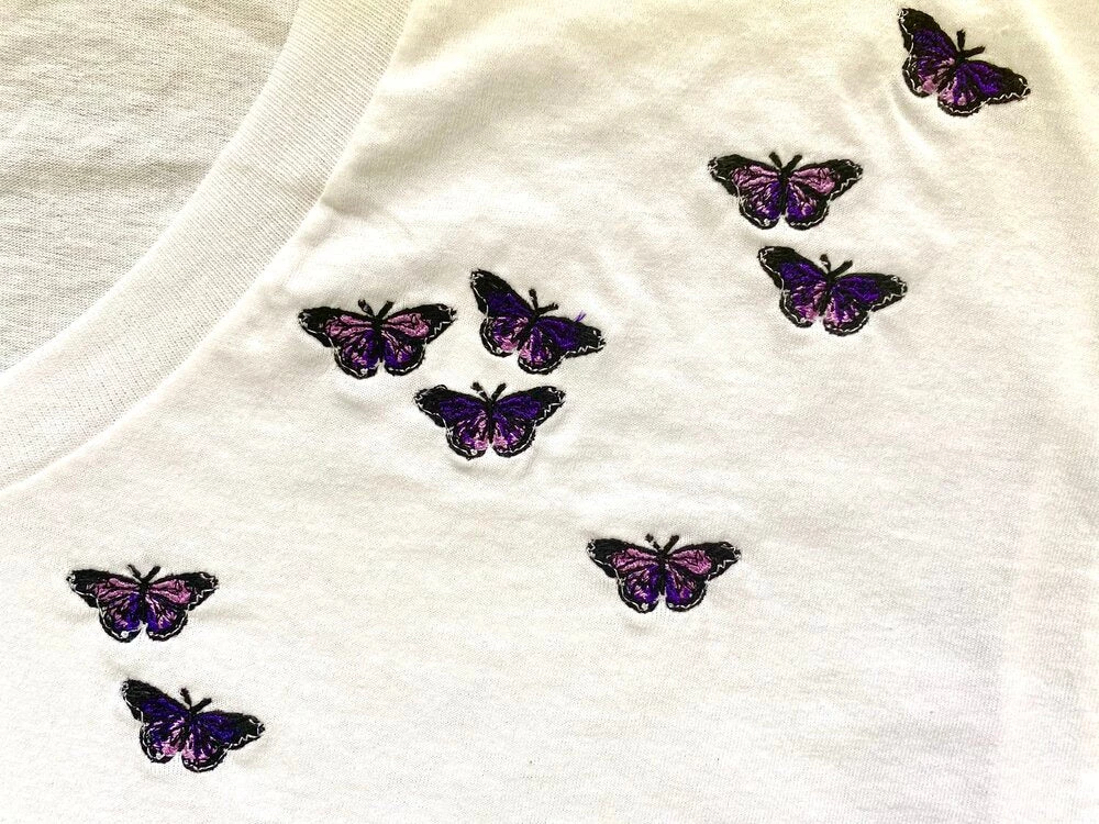 Shop Brittany Allen Purple Butterfly Swarm Tee 2 Shop Brittany Allen Purple Butterfly Swarm Tee