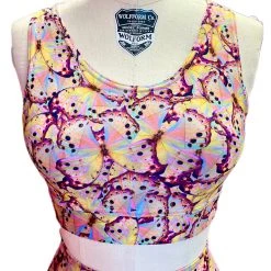Brittany Allen Pink Butterfly Scoop Neck Sports Bra BRAS