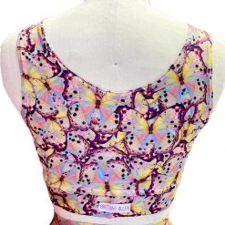 Brittany Allen Pink Butterfly Scoop Neck Sports Bra BRAS