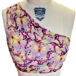 Brittany Allen BRAS Pink Butterfly Shoulder Sports Bra