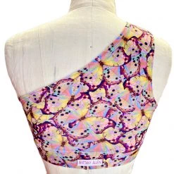 Brittany Allen BRAS Pink Butterfly Shoulder Sports Bra