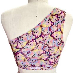 Brittany Allen Pink Butterfly Rhinestone Shoulder Sports Bra