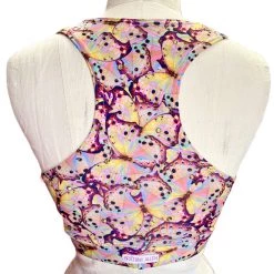 Brittany Allen BRAS Pink Butterfly Rhinestone Crew Neck Sports Bra