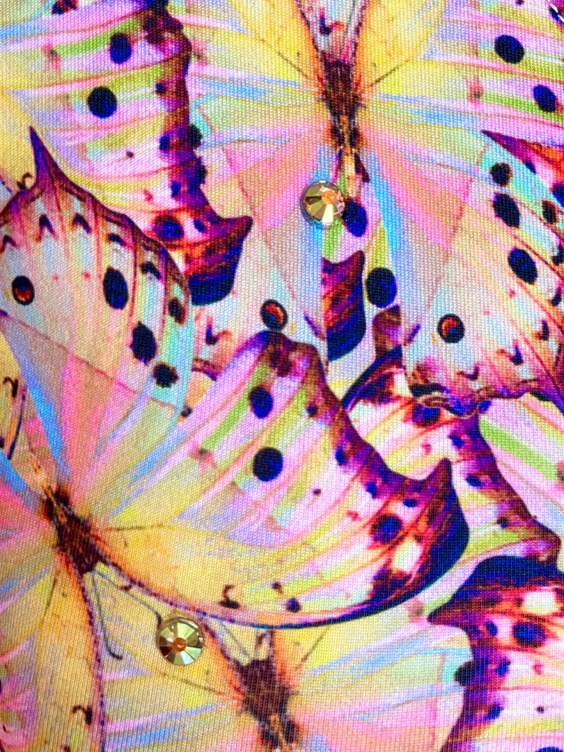 Brittany Allen BRAS Pink Butterfly Rhinestone Crew Neck Sports Bra 3 Brittany Allen BRAS Pink Butterfly Rhinestone Crew Neck Sports Bra