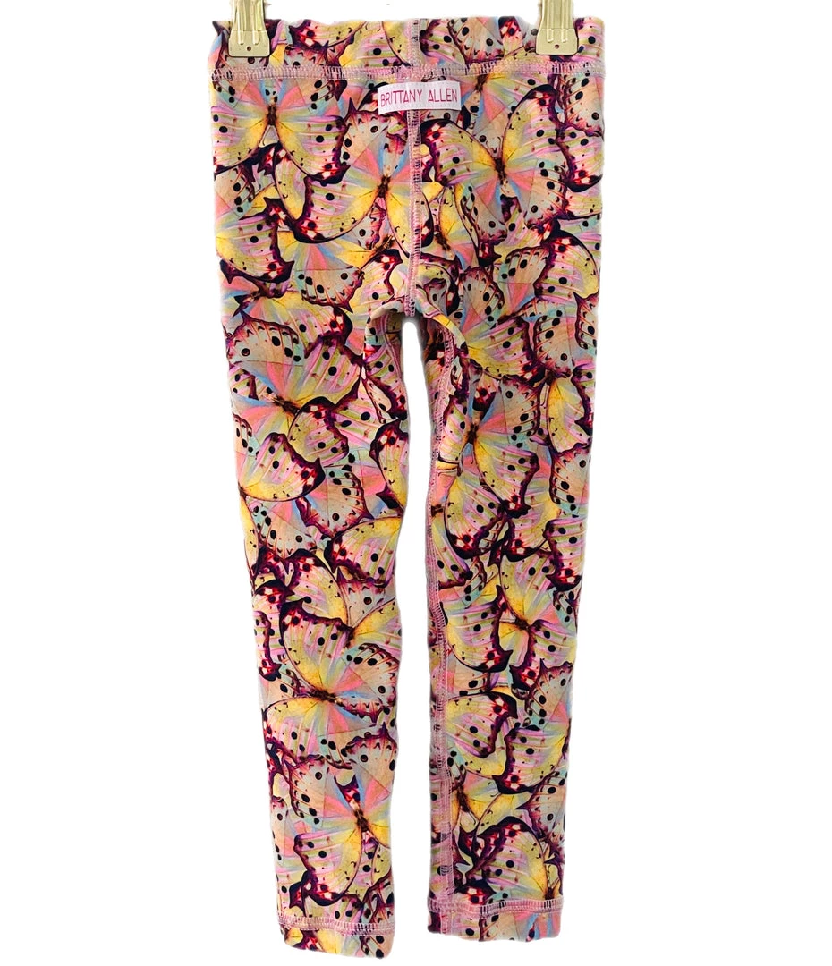 Brittany Allen Kid's Pink Butterfly Leggings 2 Brittany Allen Kid's Pink Butterfly Leggings