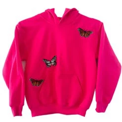Shop Brittany Allen Youth Pink Butterfly Hoodie