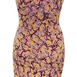Brittany Allen Pink Butterfly Sleeveless Spandex Bodycon Dress
