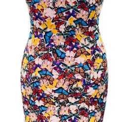 Brittany Allen Multi-Butterfly Sleeveless Spandex Bodycon Dress DRESSES
