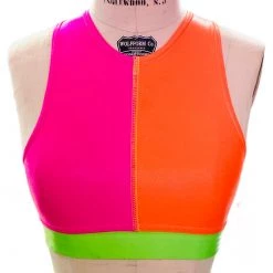 Brittany Allen BRAS Neon Color Block Crew Neck Sports Bra