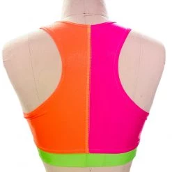 Brittany Allen BRAS Neon Color Block Crew Neck Sports Bra