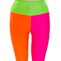 Brittany Allen BRAS Neon Color Block Crew Neck Sports Bra