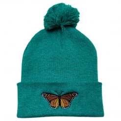 Shop Brittany Allen Green Monarch Pom Pom Beanie ACCESSORIES + TOTES