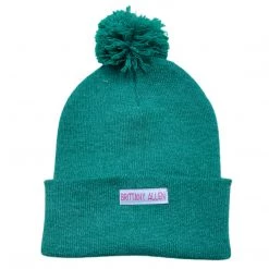 Shop Brittany Allen Green Monarch Pom Pom Beanie ACCESSORIES + TOTES