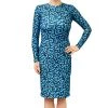 Brittany Allen DRESSES Blue Butterfly Long Sleeve Bodycon Dress