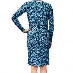 Brittany Allen DRESSES Blue Butterfly Long Sleeve Bodycon Dress