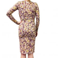 Brittany Allen Pink Butterfly Long Sleeve Bodycon Dress DRESSES