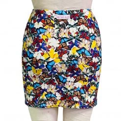 Brittany Allen Multi-Butterfly Spandex Mini Skirt