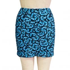 Brittany Allen BOTTOMS Blue Butterfly Spandex Mini Skirt