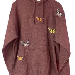 Shop Brittany Allen Wine Heather Butterfly Hoodie OUTERWEAR