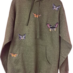 Shop Brittany Allen OUTERWEAR Military Green Butterfly Hoodie