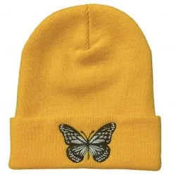 Shop Brittany Allen ACCESSORIES + TOTES Blue Butterfly Embroidered Beanie
