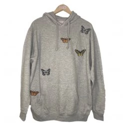 Shop Brittany Allen OUTERWEAR Gray Butterfly Hoodie