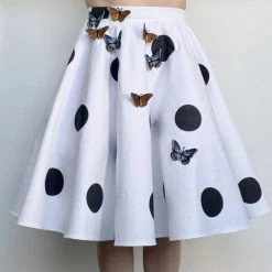 Shop Brittany Allen BOTTOMS Polka Dot Skirt With Cascade Butterflies