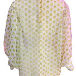 Brittany Allen Smiley Face Sheer Blouse TOPS