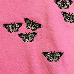 Brittany Allen Pink Butterfly Swarm Crop Top