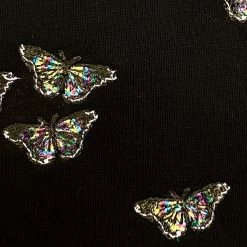 Brittany Allen TEES Black Rainbow Butterfly Swarm Crop Top