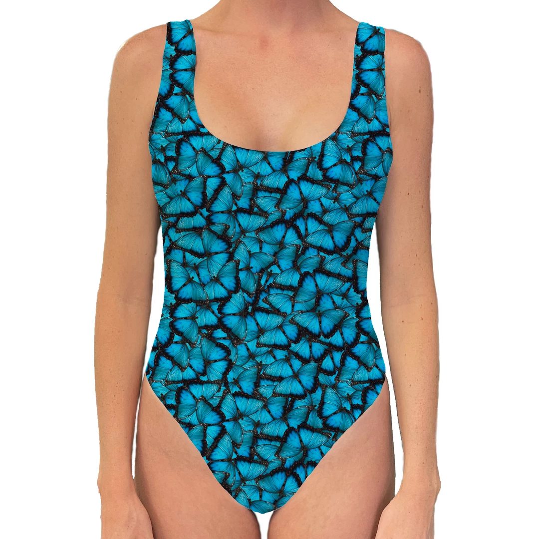 Brittany Allen Blue Butterfly One Piece Swimsuit 1 Brittany Allen Blue Butterfly One Piece Swimsuit