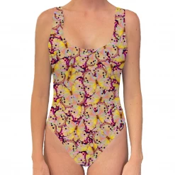 Brittany Allen Pink Butterfly One Piece Swimsuit